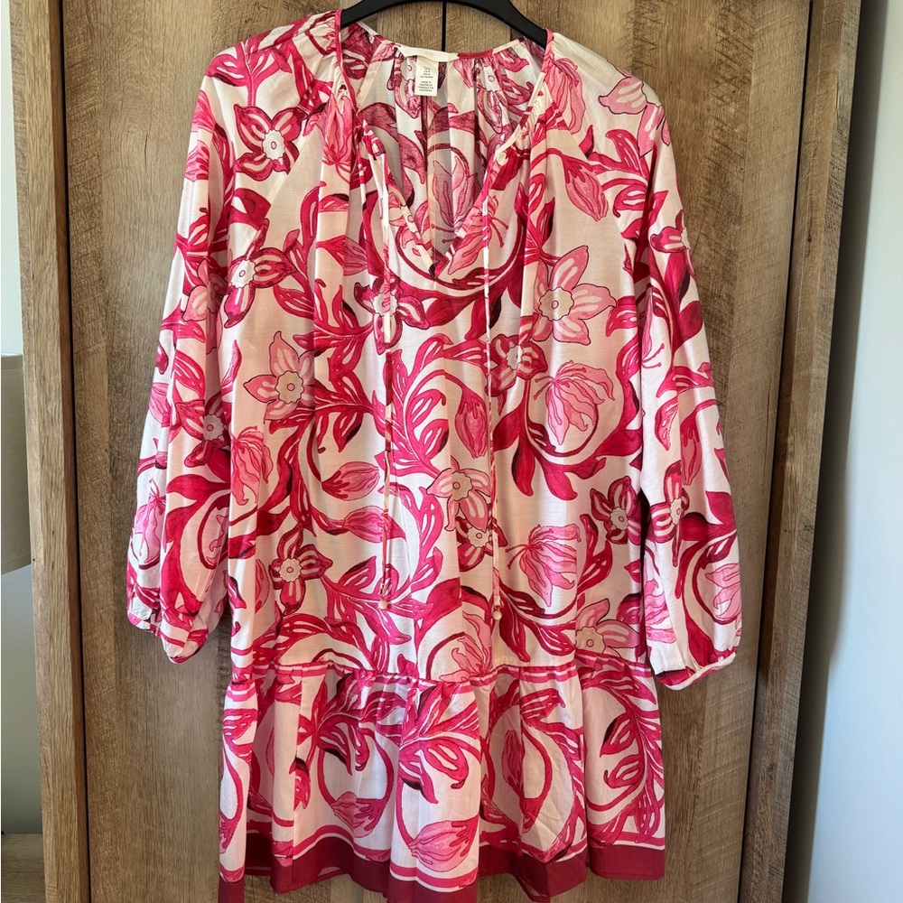 H&M Drop Waist Floral Print Short Dress